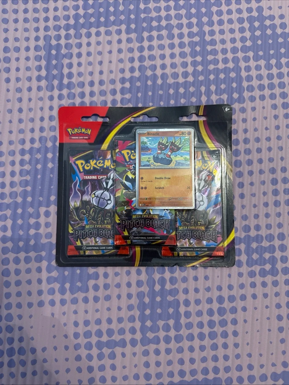 Trading Card Game Mega Evolution Pitch Black 3-Pack Blister with Binacle Promo -